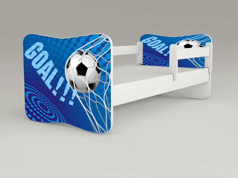 Detská posteľ s odnímateľnými zábranami  Futbal modrý